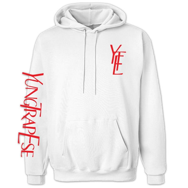 Hoodie White YungTrapEse with red letters